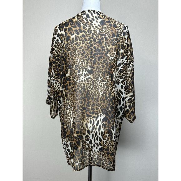 Kimono Women’s One Size Leopard Animal Print Semi Sheer Cardigan - Picture 5 of 7